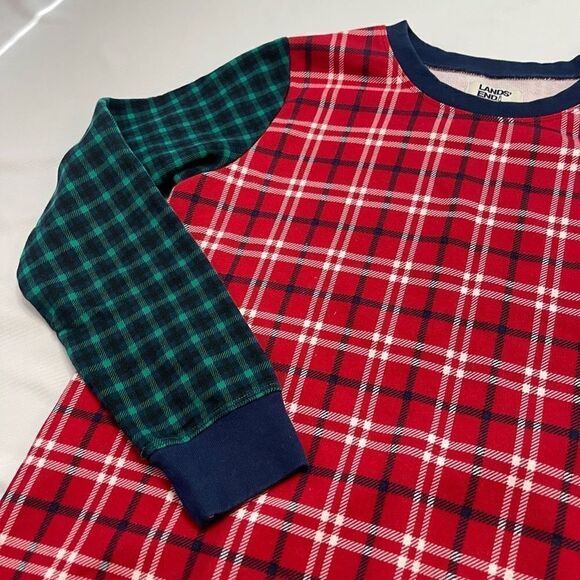 Lands End Serious Sweats Plaid Colorblock Sweatshirt Size Medium - Picture 3 of 10